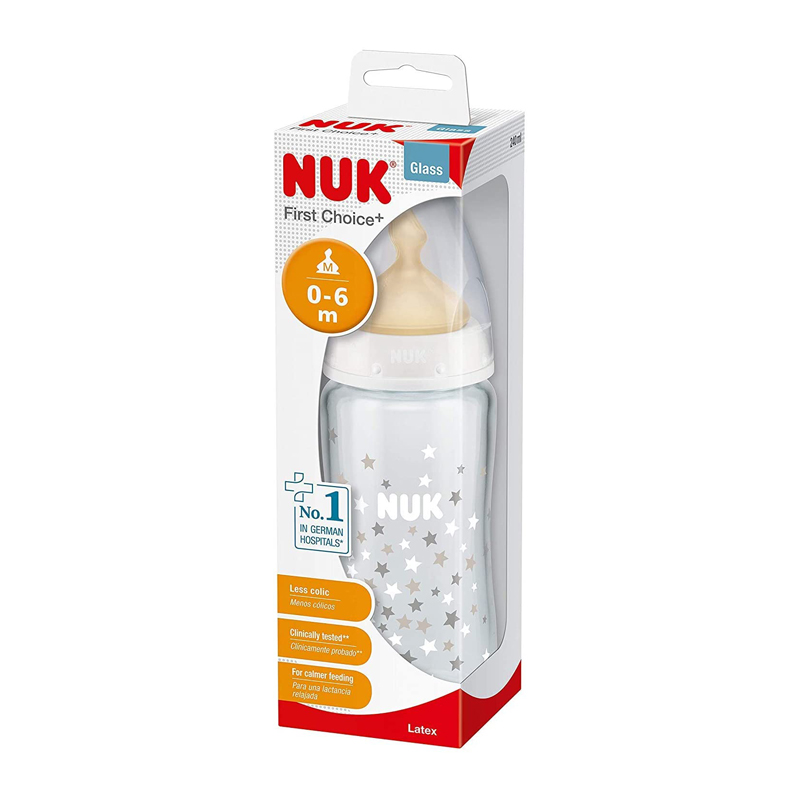 Convert Beverage Expert Biberon Nuk First Choice Plus Sticla 240 ml Tetina Latex M 0-6 luni Stelute  - ERFMAR-N3164 Cod: ERFMAR-N3164, ID: 301029