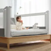 Bariera protectie pat copii culisanta, cu inaltime reglabila cover 180 cm, gri lvtk5903796014525