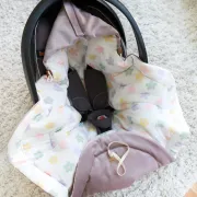 Paturica Universala Pentru Scoica Auto Cu Fata Dubla ,   Bumbac Si Catifea, Vintage Flower Pjb9472