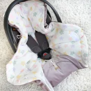 Paturica Universala Pentru Scoica Auto Cu Fata Dubla ,   Bumbac Si Catifea, Vintage Flower Pjb9472