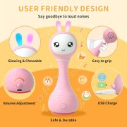 Alilo Smarty Bunny - Iepuras interactiv pentru bebelusi, roz, RO/EN BKFR1/Pink