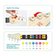Jucarie din lemn – Instrument Ukulele (chitara) alba – invata sa canti cu lumini