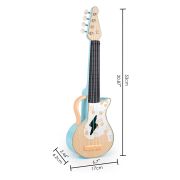 Jucarie din lemn – Instrument Ukulele (chitara) alba – invata sa canti cu lumini