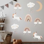 Sticker Decorativ Pentru Copii, Autoadeziv, Unicorni si Curcubeu, 54x86 cm EKDWS63048