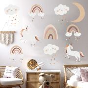 Sticker Decorativ Pentru Copii, Autoadeziv, Unicorni si Curcubeu, 54x86 cm EKDWS63048