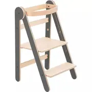 Turn de invatare pliabil MamaToyz Learning Tower din lemn, Gri JEMMtyz_fold_gri