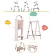 Turn de invatare pliabil MamaToyz Learning Tower din lemn, Gri JEMMtyz_fold_gri