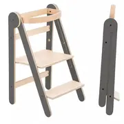 Turn de invatare pliabil MamaToyz Learning Tower din lemn, Gri JEMMtyz_fold_gri