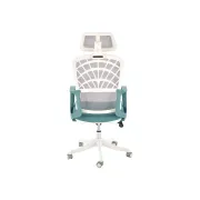 Scaun birou egonomic hm vesuvio 2, mesh, mecanism balans, baza polipropilena, suport lombar, tetiera reglabila, 120 kg, turcoaz/gri/alb drm10380