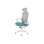 Scaun birou egonomic hm vesuvio 2, mesh, mecanism balans, baza polipropilena, suport lombar, tetiera reglabila, 120 kg, turcoaz/gri/alb drm10380