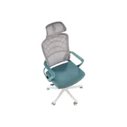 Scaun birou egonomic hm vesuvio 2, mesh, mecanism balans, baza polipropilena, suport lombar, tetiera reglabila, 120 kg, turcoaz/gri/alb drm10380