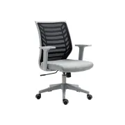 Scaun birou egonomic SL Q320, mesh, mecanism inclinare, baza polipropilena, suport lombar, roti cauciucate, 90 kg, negru/gri DRM10379