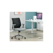Scaun birou egonomic SL Q320, mesh, mecanism inclinare, baza polipropilena, suport lombar, roti cauciucate, 90 kg, negru/gri DRM10379
