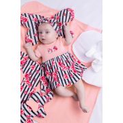 Body rochita de bumbac cu maneca scurta (184159) Nicol Nana Dungi/Flori/Roz mar. 56 PMICNICOL-184159-56