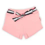 Pantalon scurt cu cordon cu dungi si flori Nicol NANA Roz marimea 110 PMICNICOL-184188-110