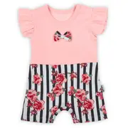 Romper de vara cu maneca scurta (184152) Nicol Nana Flori/Dungi/Roz mar. 74 PMICNICOL-184152-74