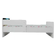 Pat Copii Alba Ca Zapada 2-8 ani Cu Paravane Dubla Protectie si Cu Saltea SafeNest 140x70 Cm Ptv6854