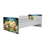 Pat Copii Alba Ca Zapada 2-16 Cu Paravane Dubla Protectie si Cu Saltea SafeNest 180x80 Cm  Ptv6860