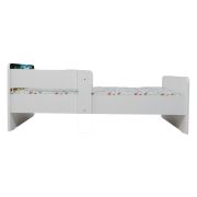 Pat Copii Alba Ca Zapada 2-16 Cu Paravane Dubla Protectie si Cu Saltea SafeNest 180x80 Cm  Ptv6860