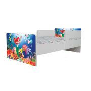Pat Copii Ariel 3 Cu Paravane Dubla Protectie si Cu Saltea SafeNest 130x60 Cm  Ptv6897