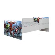 Pat Copii Avengers 2 Cu Paravane Dubla Protectie si Cu Saltea SafeNest 130x60 Cm  Ptv6931