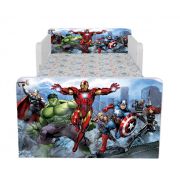Pat Copii Avengers 2 Cu Paravane Dubla Protectie si Cu Saltea SafeNest 130x60 Cm  Ptv6931