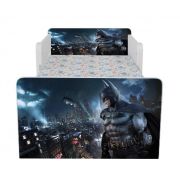 Pat Copii Batman Cu Paravane Dubla Protectie si Cu Saltea Inclusa 140x70 Cm  Ptv6957