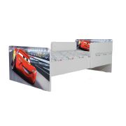 Pat Copii 2-12 ani Cars 2 Cu Paravane Dubla Protectie si Cu Saltea SafeNest 160x80 Cm  Ptv7002