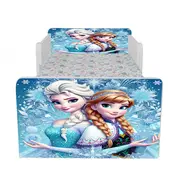 Pat Fete 2-12 Ani Cu Elsa Si Ana, Dubla Protectie, Saltea SafeNest de 160x80 Cm Ptv6840