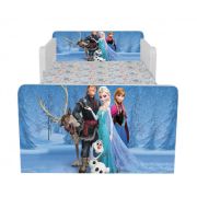 Pat Copii Frozen Cu Paravane Dubla Protectie si Cu Saltea Inclusa 140x70 Cm  Ptv7016