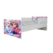 Pat De Fete 2-12 Ani Frozen Flowers, Cu Dubla Protectie Si Saltea SafeNest de 160x80 Cm Ptv6823