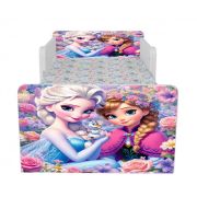 Pat De Fete 2-12 Ani Frozen Flowers, Cu Dubla Protectie Si Saltea SafeNest de 160x80 Cm Ptv6823