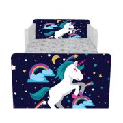 Pat Copii Little Poney Cu Paravane Dubla Protectie si Cu Saltea SafeNest 160x80 Cm  Ptv7094