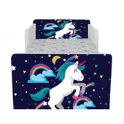 Pat Copii Little Poney Cu Paravane Dubla Protectie si Cu Saltea SafeNest 160x80 Cm  Ptv7094
