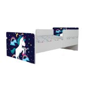 Pat Copii Little Poney Cu Paravane Dubla Protectie si Cu Saltea Inclusa 180x80 Cm  Ptv7097