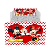 Pat Unisex Cu Imprimeu Inspirat Din Personajele Mickey Si Minnie, Cu Dubla Protectie/paravane, Cu Saltea SafeNest 180x80 Cm Ptv7114