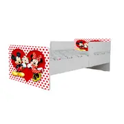 Pat Unisex Cu Imprimeu Inspirat Din Personajele Mickey Si Minnie, Cu Dubla Protectie/paravane, Cu Saltea SafeNest 180x80 Cm Ptv7114