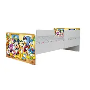 Pat Copii 2-16 ani Mickey Si Prietenii 2 Cu Paravane Dubla Protectie si Cu Saltea SafeNest 180x80 Cm  Ptv7149