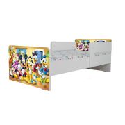 Pat Copii 2-12 ani Mickey Si Prietenii 2 Cu Paravane Dubla Protectie Cu Saltea SafeNest 160x80 Cm  Ptv7146