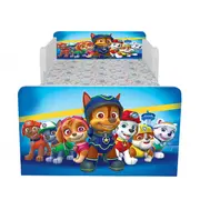 Pat Copii Paw Patrol Blue Cu Paravane Dubla Protectie si Cu Saltea SafeNest 140x70 Cm  Ptv7177