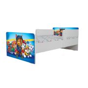 Pat Copii Paw Patrol Blue Cu Paravane Dubla Protectie si Cu Saltea SafeNest 180x80 Cm  Ptv7183