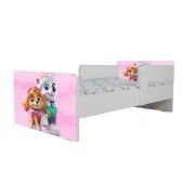 Pat Copii Paw Patrol Pink Cu Paravane Dubla Protectie si Cu Saltea SafeNest 140x70 Cm Ptv7193