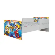Pat Copii Paw Patrol Space Cu Paravane Dubla Protectie si Cu Saltea SafeNest 130x60 Cm  Ptv6705