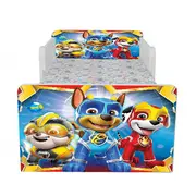 Pat Copii Paw Patrol Space Cu Paravane Dubla Protectie si Cu Saltea SafeNest 140x70 Cm Ptv6710