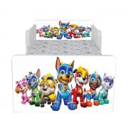 Pat Copii Paw Patrol White Cu Paravane Dubla Protectie si Cu Saltea SafeNest 140x70 Cm  Ptv7211