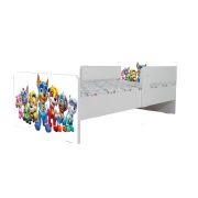 Pat Copii Paw Patrol White Cu Paravane Dubla Protectie si Cu Saltea Inclusa 140x70 Cm  Ptv7211