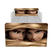 Pat Copii Rapunzel Cu Paravane Dubla Protectie si Cu Saltea SafeNest 140x70 Cm  Ptv7229