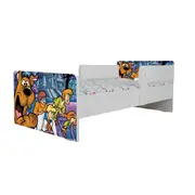 Pat Copii Scooby Doo 2-6 ani Cu Paravane Dubla Protectie si Cu Saltea SafeNest 130x60 Cm Ptv7239