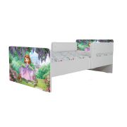 Pat Copii Sofia Cu Dubla Cu Paravane Dubla Protectie si Cu Saltea SafeNest 130x60 Cm Ptv6775