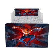 Pat Copii Imprimat Cu Spiderman De Baieti 2-6 Ani Cu Paravane Dubla Protectie Cu Saltea SafeNest 130x60 Cm  Ptv7274